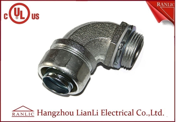 中国 1/2」ULは液体の堅い可鍛性鉄鋼鉄ロックをリストした絶縁された適用範囲が広いコネクターが90度に電流を通した サプライヤー