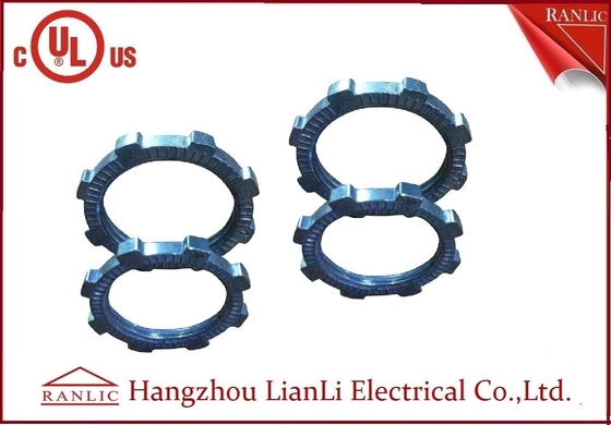 中国 鋼鉄ロックナットが2-1/2のあたりの1つの円形か2つに」通すEMTの水路の付属品を亜鉛でメッキしなさい サプライヤー
